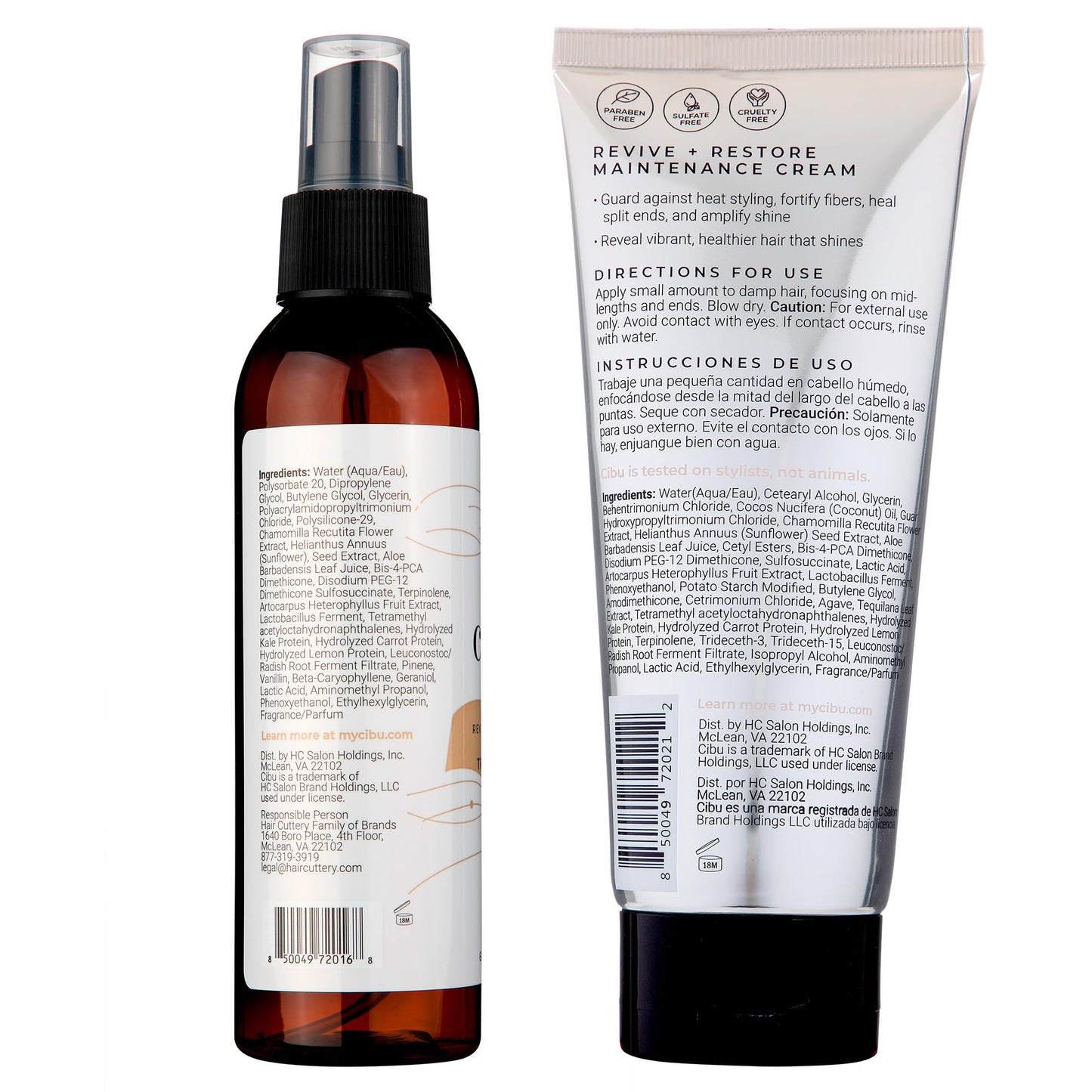 CIBU Revive & Restore Styling Bundle - 6oz Spray + 6oz Cream