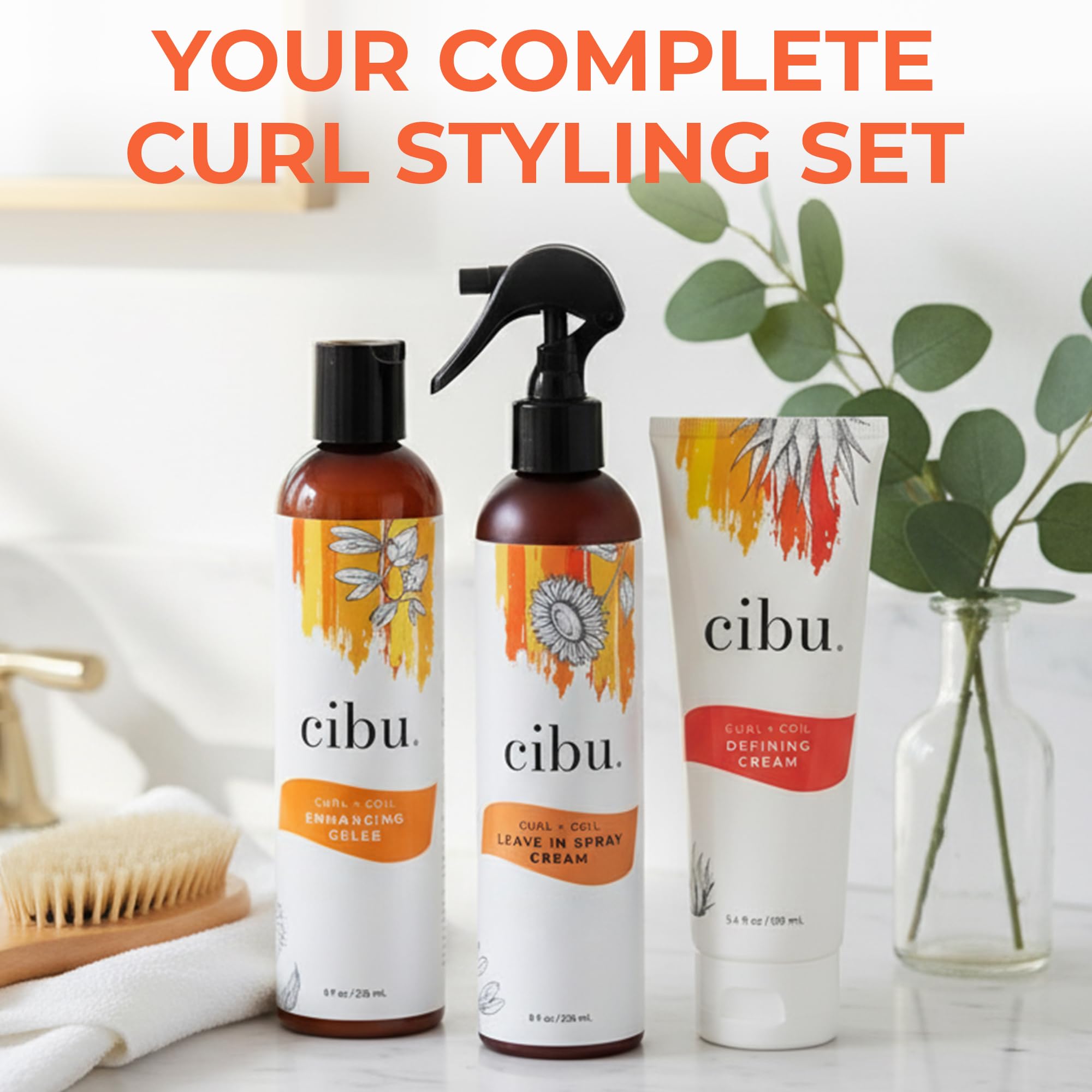CIBU Starter Set for Curly Hair Define, Moisturize & Control Frizz