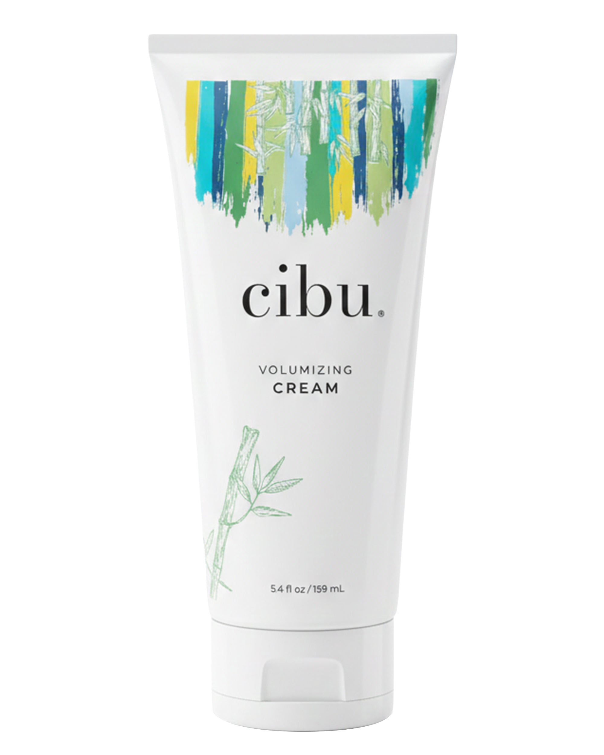Cibu volumizing cream tube with colorful label on a white background