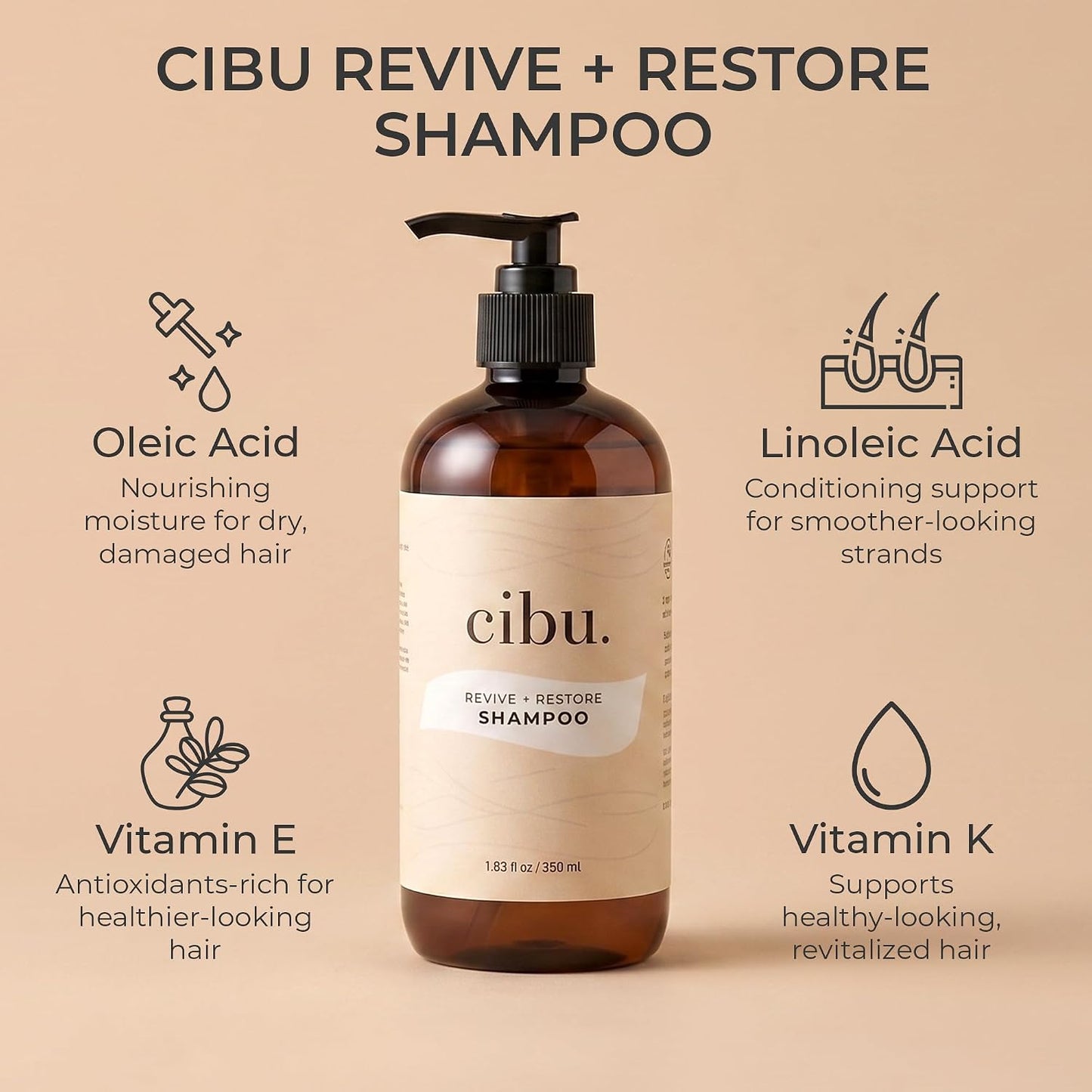 CIBU Revive + Restore Shampoo, 33.8 oz