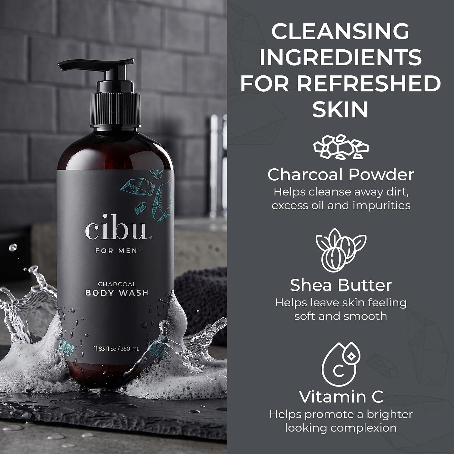 CIBU Men Charcoal Body Wash, 11.83 oz