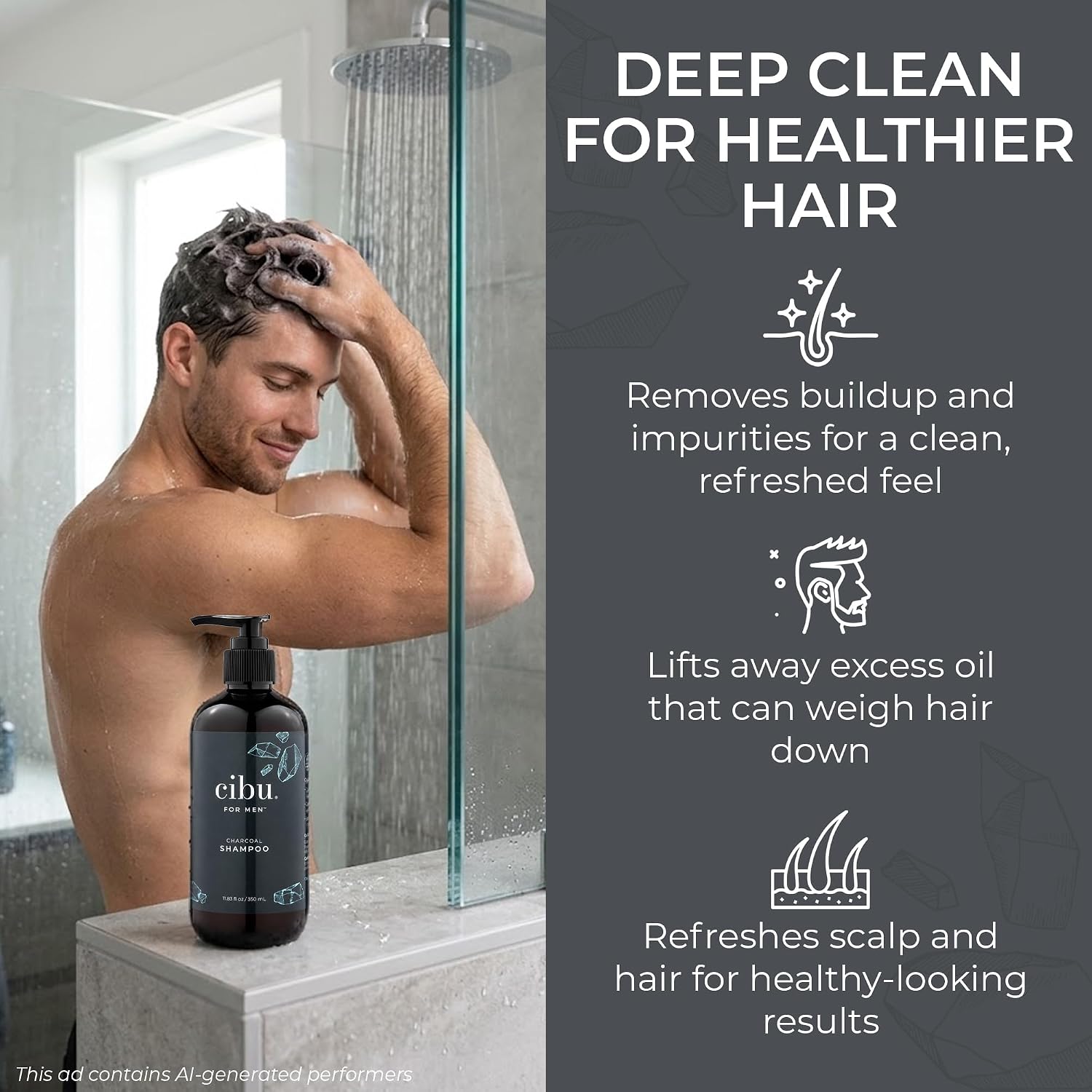 CIBU For Men Charcoal Shampoo, 33.8 oz