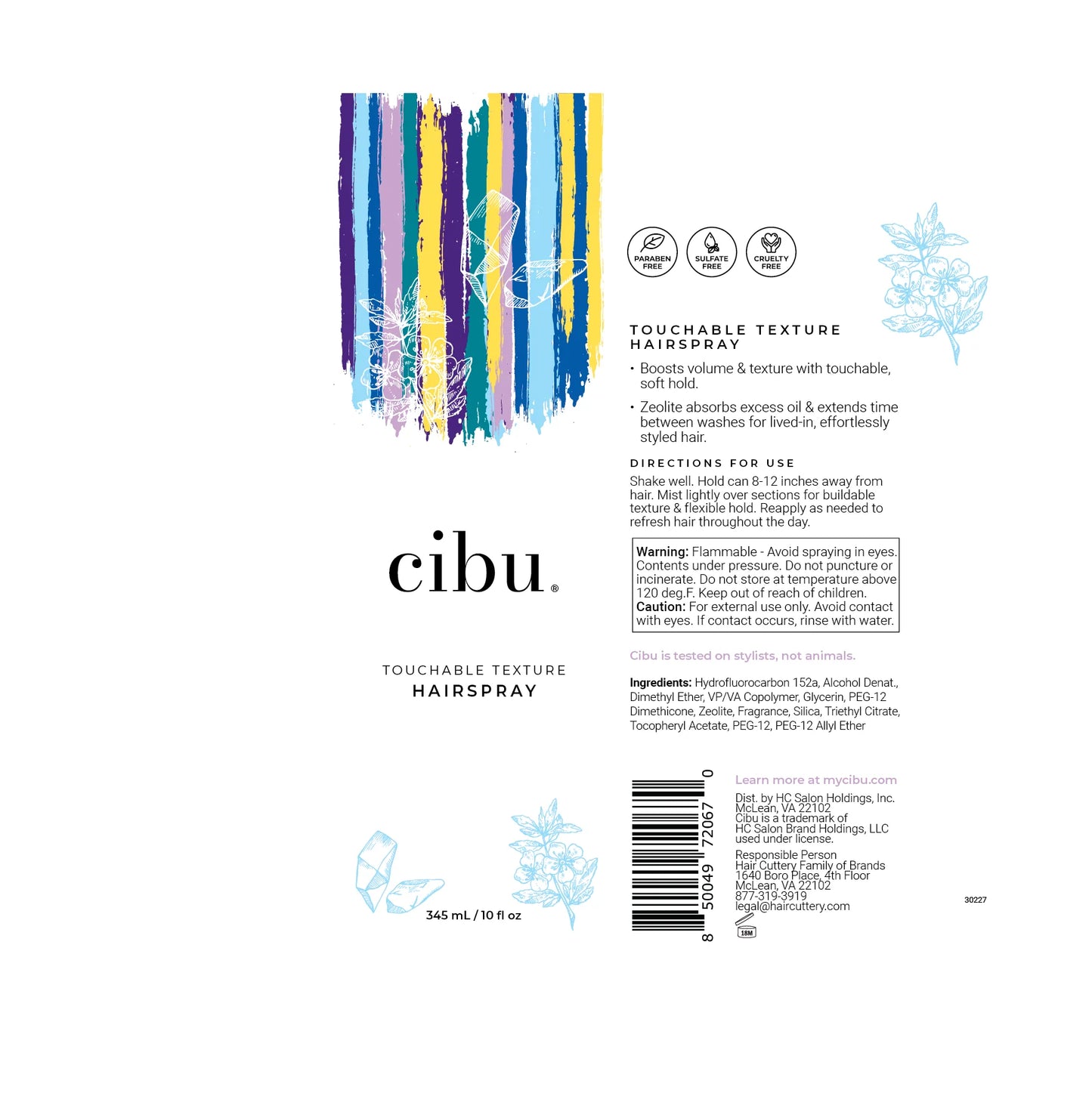 CIBU Touchable Texture Hairspray, 10 oz