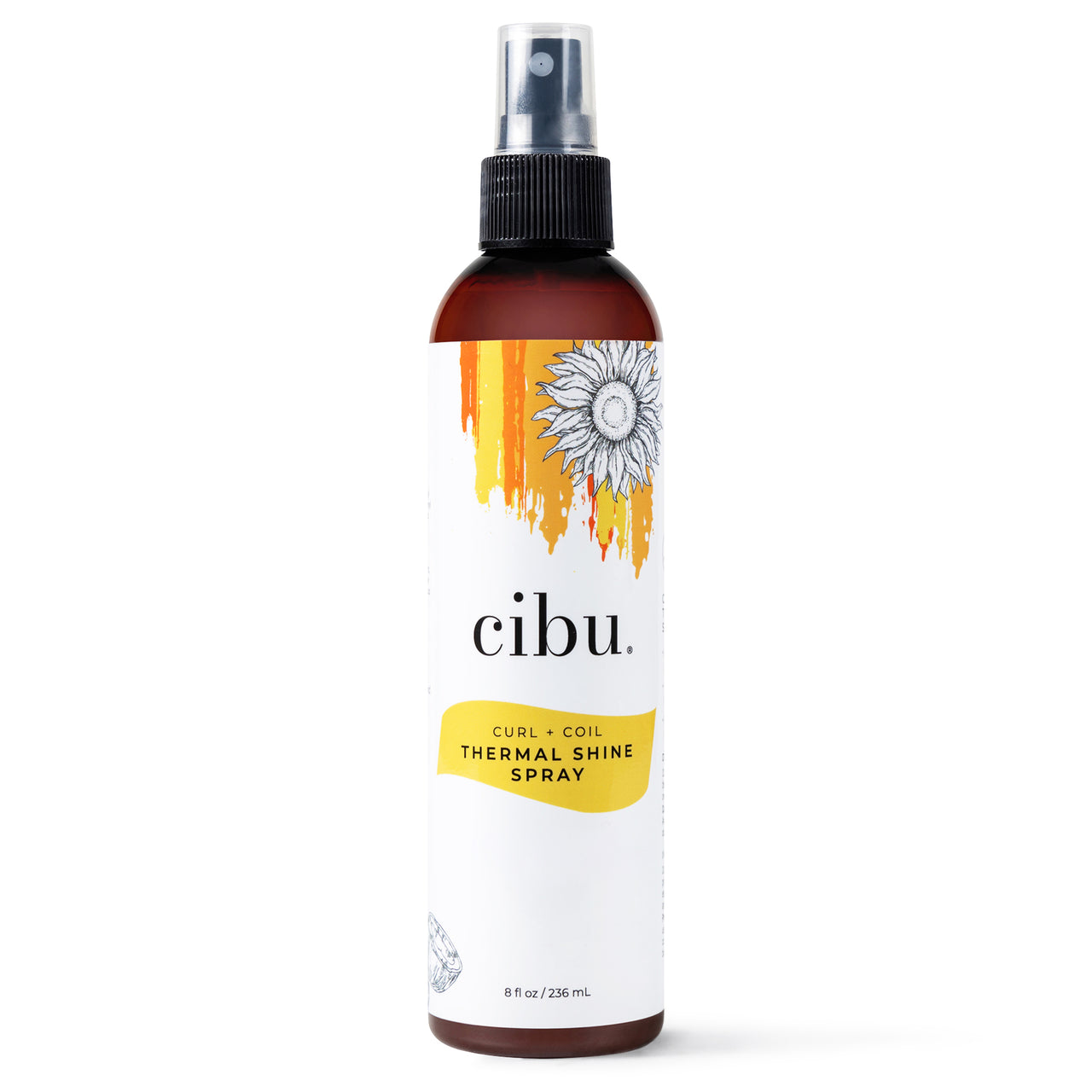 Cibu thermal shine spray bottle on a white background