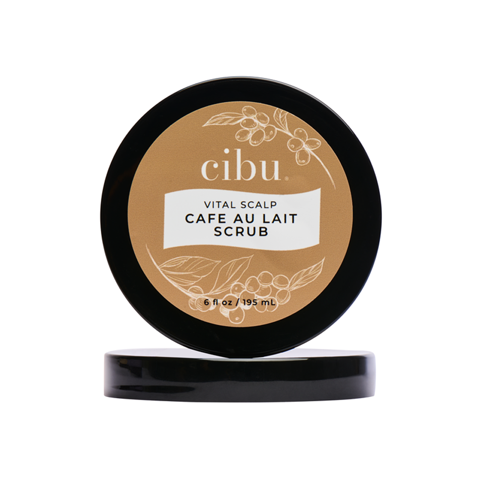 Cibu Vital Scalp Cafe Au Lait Scrub container on a white background