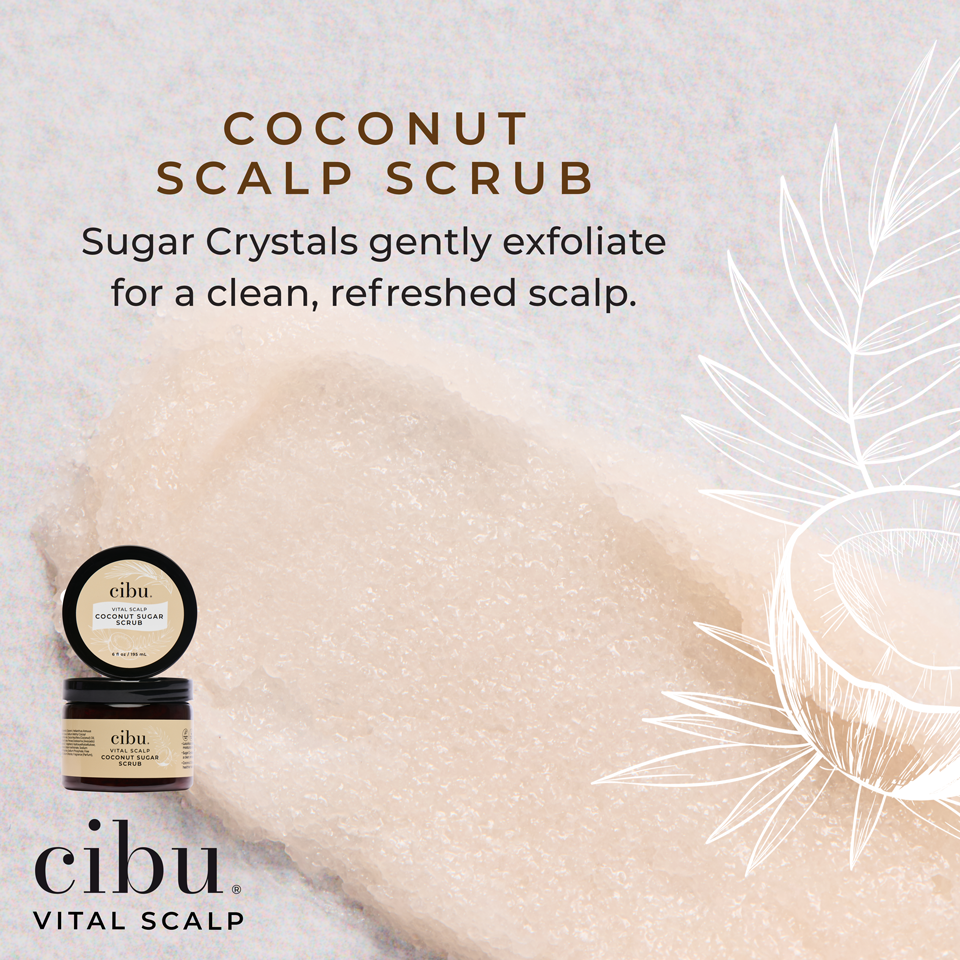 Vital Scalp Coconut Sugar Scrub and crystal gently exfoliate for clean, refresh scalp