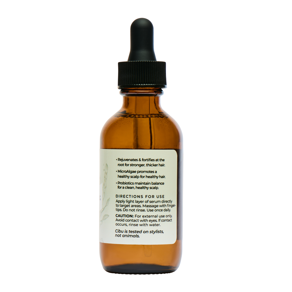 Brown glass bottle with dropper labeled on a white background